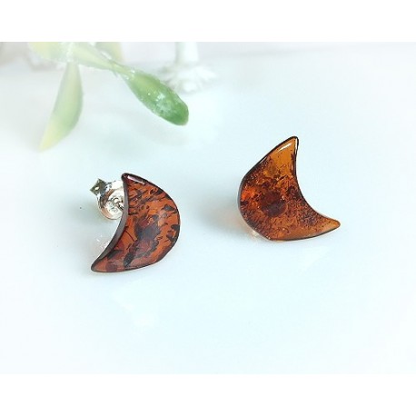 Bernstein Ohrstecker Silber 925 Ohrringe cognac Sterlingsilber ed39