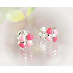 Kinder Ohrringe Silber 925 Blume rosa AK42