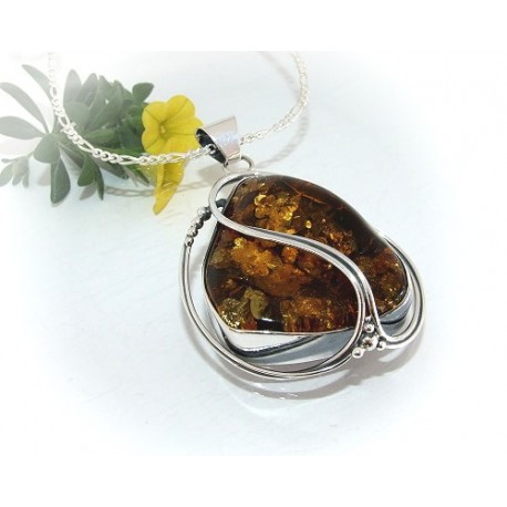 Bernsteinschmuck - Bernstein-Anhänger  Silber-925  (AM183)