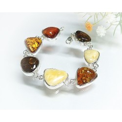 Bernstein Armband Silber 18 cm Silber 925 CW97