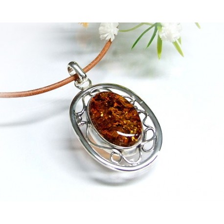 Bernsteinschmuck - Bernstein-Anhänger  Silber-925  (AM246)