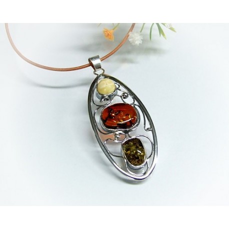 Bernsteinschmuck - Bernstein-Anhänger  Silber-925  (AM256)