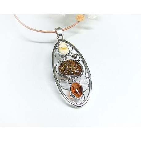 Bernsteinschmuck - Bernstein-Anhänger  Silber-925  (AM258)