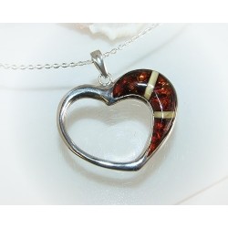 Bernstein Herz Anhänger Silber 925  AM309