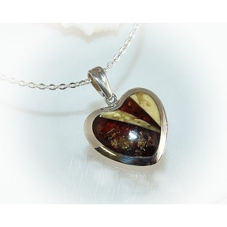 Bernstein Anhänger Herz Silber 925 AM308