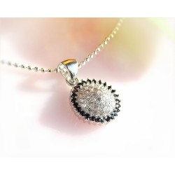 Damen Anhänger Silber 925 rund Zirkonia weiß schwarz SP102