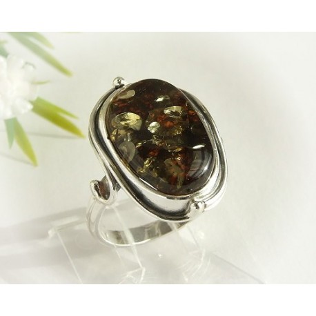 Bernstein Ring  17,5 mm Silber 925 HF179a