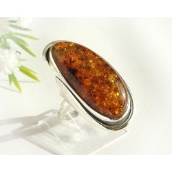 Bernstein-Ring 19  mm Silber-925  (HF140)