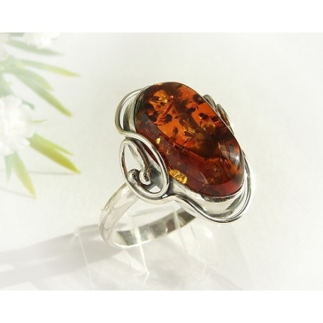 Bernstein-Ring 20 mm Silber-925  (HF136)