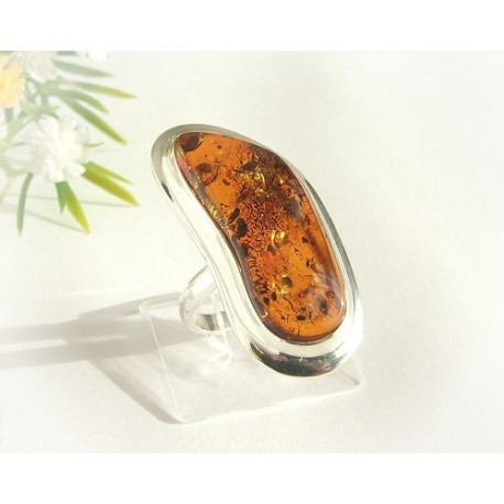 Bernstein Ring 18 mm Silber 925  HF158a