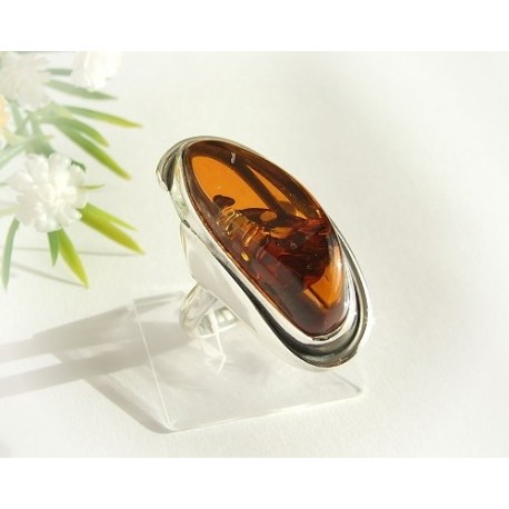 Bernstein-Ring 17,5 mm Silber-925  (HF147)