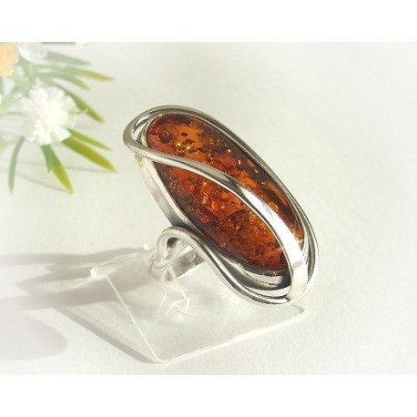 Bernstein-Ring 17,5 mm Silber-925  (HF153)