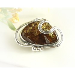 Bernsteinschmuck  Bernstein Brosche Silber 925  CY73A*