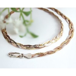 Collier Silber vergoldet geflochten 42 cm Silber-925 KC64