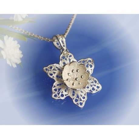 Anhänger Blume Silber 925 Silberschmuck SU32