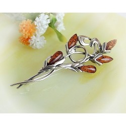 Bernstein Brosche Silber 925 CY94