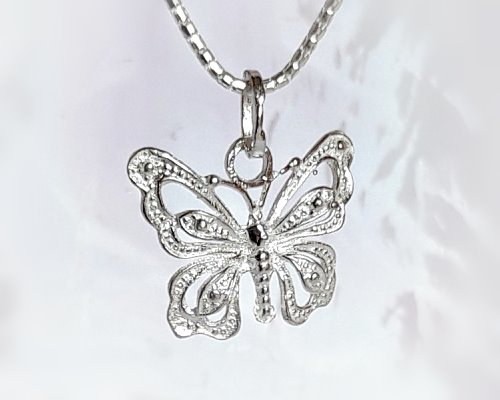 Schmetterling Anhänger Silber 925 | Halskette mit Schmetterling 925