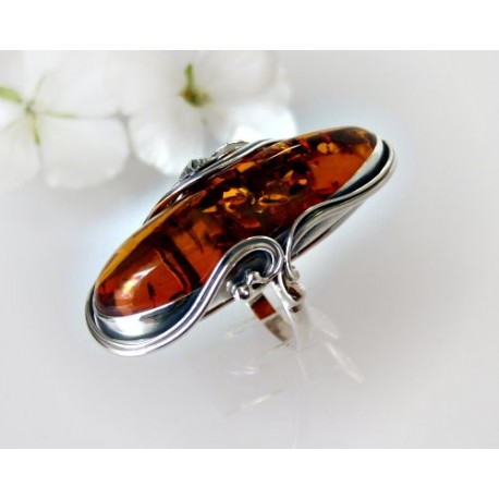 Bernstein-Ring  18 mm Silber-925  (HF284)