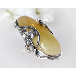 Bernstein-Ring  18 mm Silber-925  (HF277)