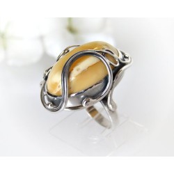 Bernstein Ring  17 mm Silber-925  (HF271)