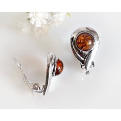 Bernstein Ohrclips Silber 925 Bernsteinschmuck (BV82)