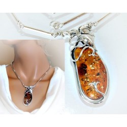 Bernsteinschmuck - Bernstein-Collier 45cm Silber 925 (DC87)