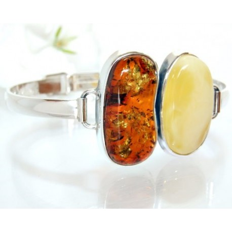 Bernsteinschmuck - Bernstein-Armreif 17 cm Silber-925  (CW120)