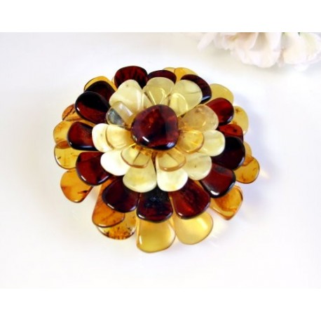 Bernsteinschmuck  Bernstein Brosche Blume Anhänger CY108