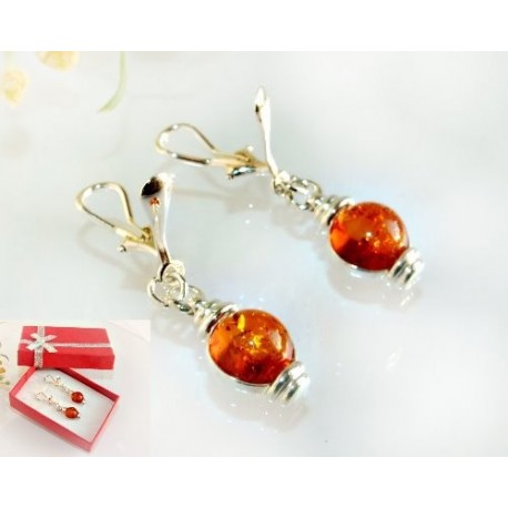 Bernstein Ohrclips Silber 925 Bernsteinschmuck  (BV68)