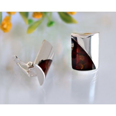 Bernstein Ohrclips Silber 925 Bernsteinschmuck   (BV59)