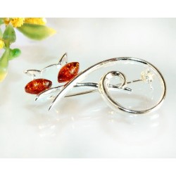 Bernsteinschmuck  Bernstein Brosche Silber 925 CY110