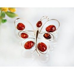 Bernsteinschmuck  Bernstein Brosche Silber 925 CY114