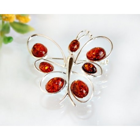 Bernsteinschmuck  Bernstein Brosche Silber 925 CY114