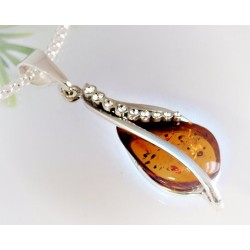 Bernsteinschmuck - Anhänger & Zirkonia  Silber-925 AM442