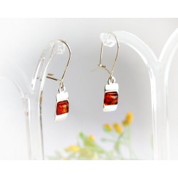 Bernstein Ohrhänger cognac Sterlingsilber Silber 925 BJ119