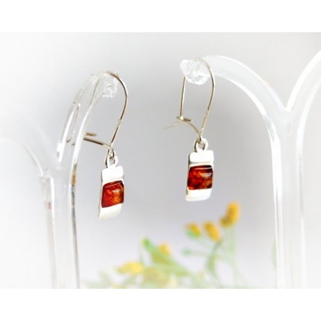 Bernstein Ohrhänger cognac Sterlingsilber Silber 925 BJ119