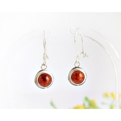 Bernstein Ohrhänger cognac rund Sterlingsilber Silber 925 BJ115