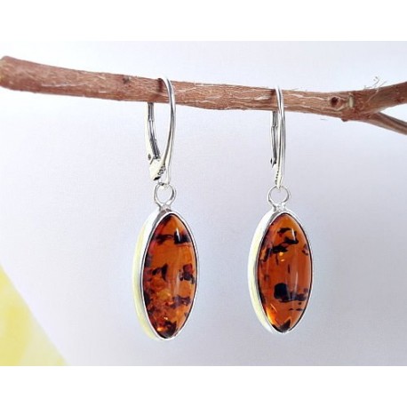 Bernstein Ohrhänger Oval Sterlingsilber Silber 925 BJ161