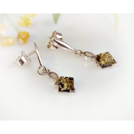 Bernstein Ohrstecker Silber 925 Ohrringe grün Sterlingsilber ed93