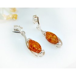 Bernstein Ohrstecker Silber 925 Ohrringe cognac oval Sterlingsilber ed84a