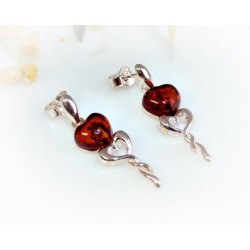 Bernstein Ohrstecker Silber 925 Ohrringe Herz cognac Sterlingsilber ed95a