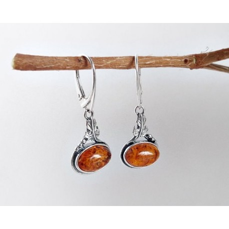 Bernstein Ohrhänger  cognac  Sterlingsilber Silber 925 BJ153