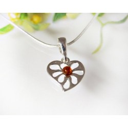 Bernstein Herz Anhänger Silber 925 AM406