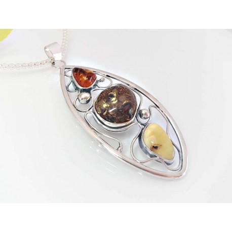 Bernsteinschmuck - Anhänger   Silber-92 BA323