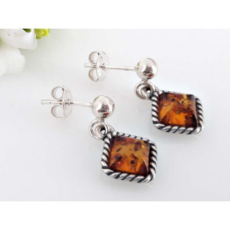 Bernstein Ohrstecker Silber 925 Ohrringe cognac Sterlingsilber ed154a