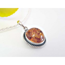 Bernsteinschmuck - Bernstein-Collier Silber-925  (BA324A)