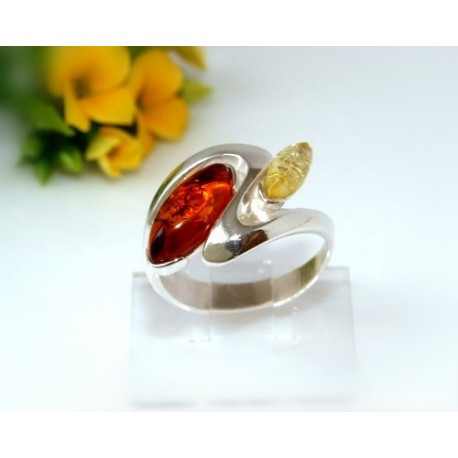 Bernsteinschmuck - Bernstein-Ring Silber-925  (CJ52)