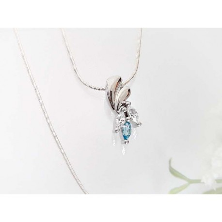 Damen Anhänger  Silber-925 Zirkonia blau weiß ST56