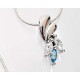 Damen Anhänger  Silber-925 Zirkonia blau weiß ST56