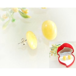 Bernstein Ohrstecker Silber 925 Ohrringe gelb oval ed50